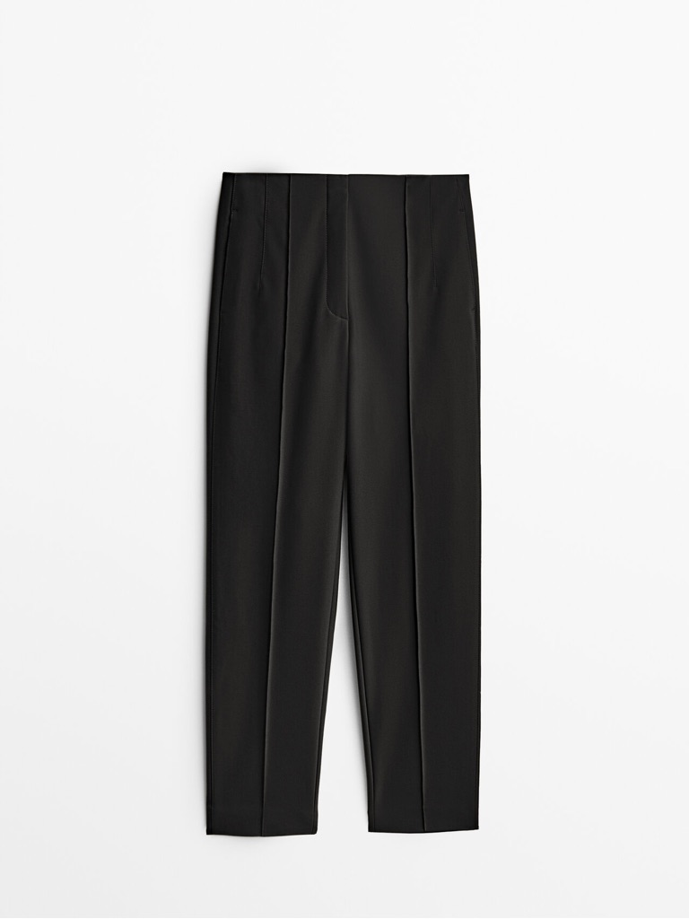 Massimo Dutti Slim Fit Technical Trousers With Topstitching